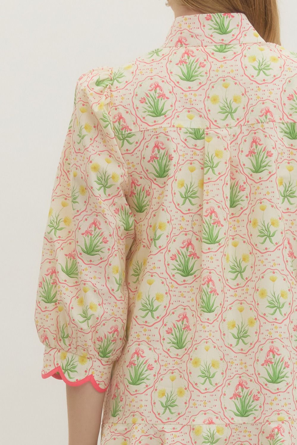 Botanical Mini Dress with Scalloped Detailing (S-L)