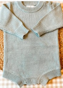Boys Light Blue Knit Romper