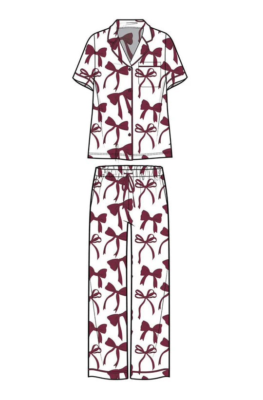 Charlotte Pajama Set ( Maroon/White , Red/Navy )