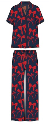 Charlotte Pajama Set ( Maroon/White , Red/Navy )