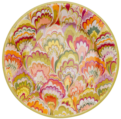 Marbled Ceramica Raspberry/Chartreuse Salad/Dessert Plates