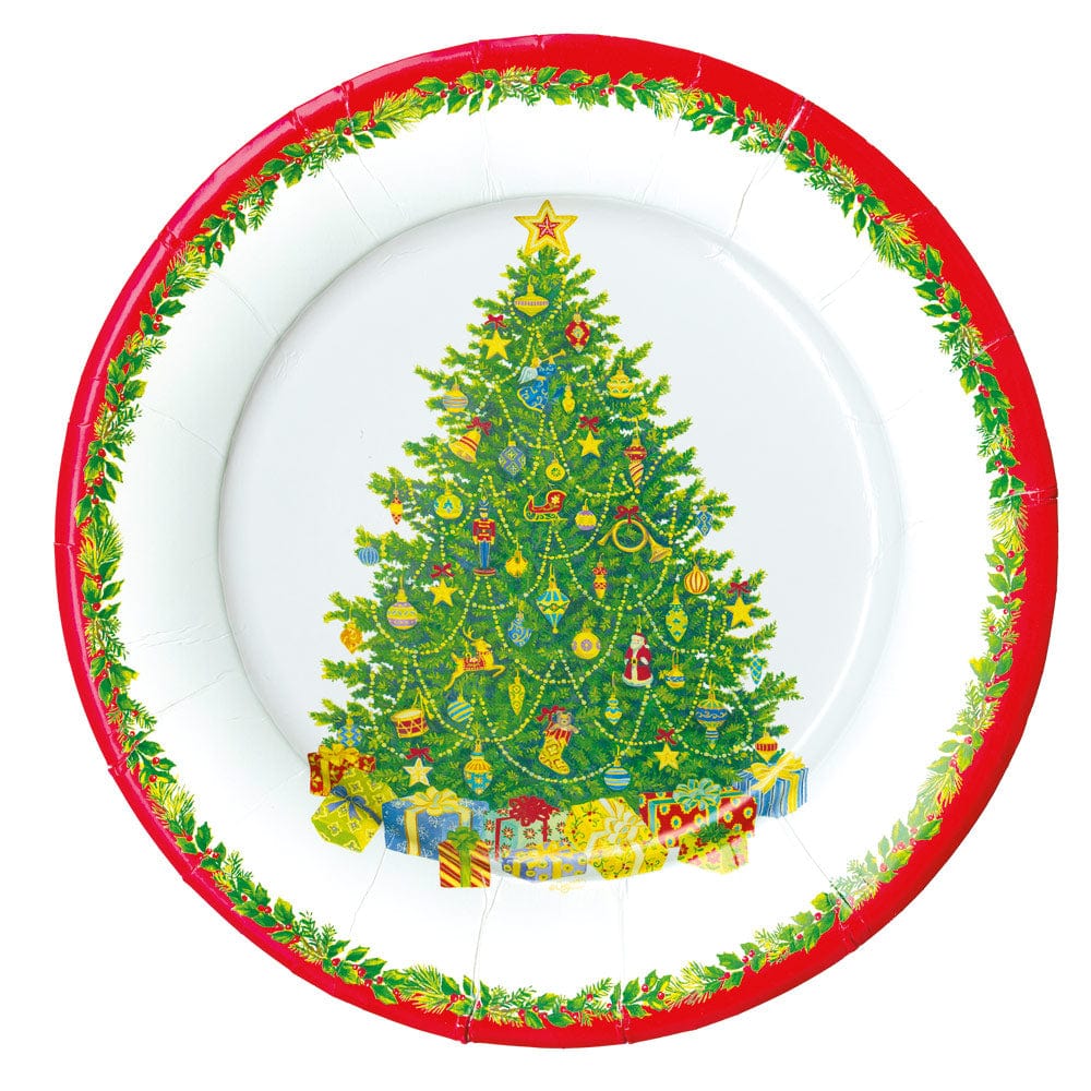 Caspari Christmas Tree Dinner or Salad/Dessert Plates - 8/pkg