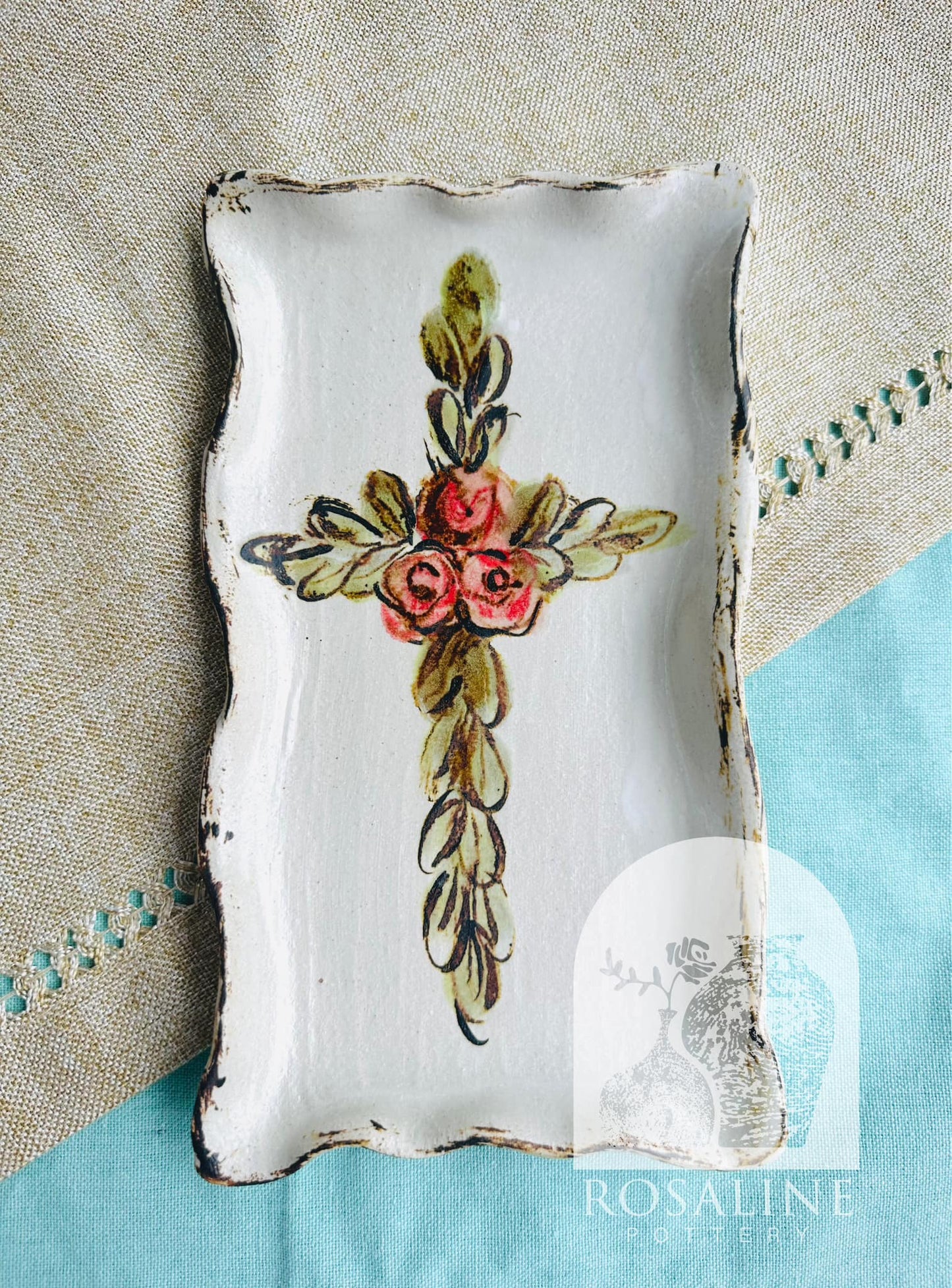 Floral Cross Tray