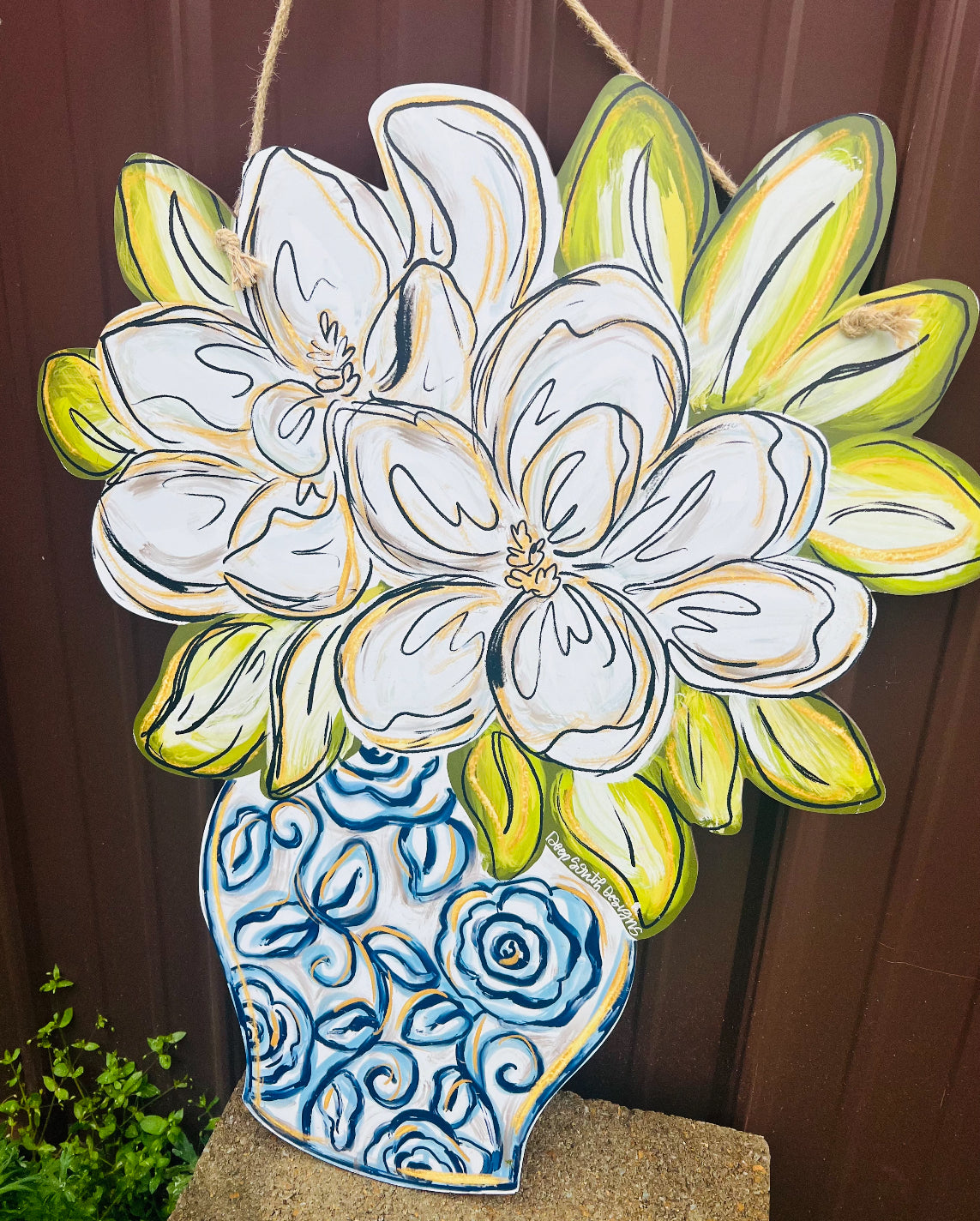 Magnolia Chinoiserie Door Hanger