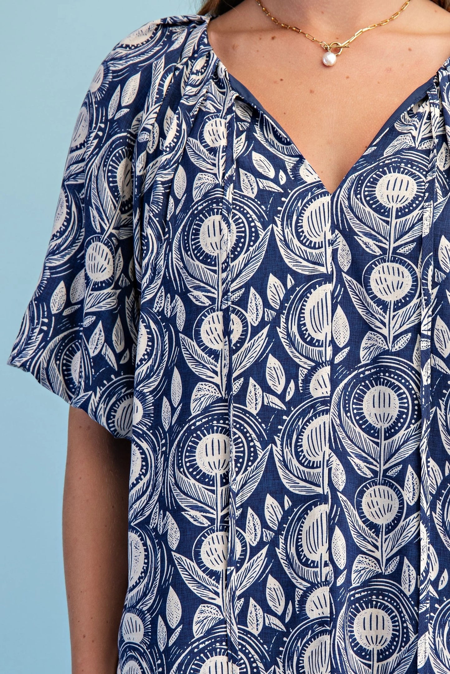 Victoria Navy & Ivory Embroidered Top