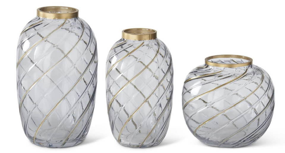 Gray Gold Guilded Swirl Vases