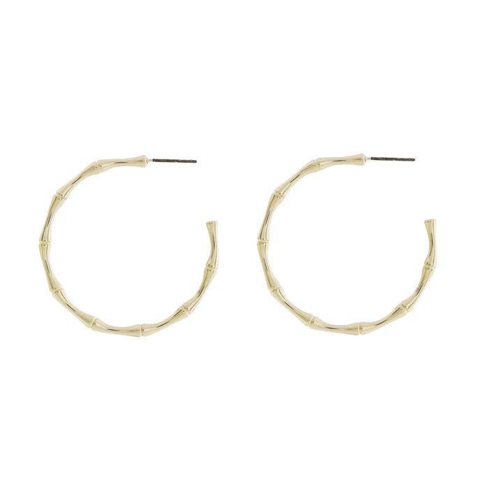 18k Gold Plated Gold Bamboo Hoop Earrings