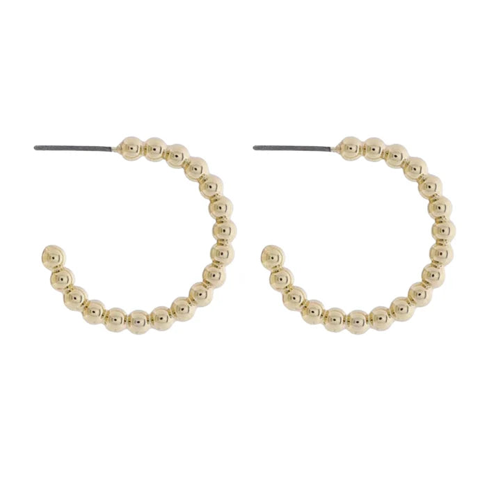 18k Gold Plated Gold Mid Sized Bubble Studded Hoop Earrings