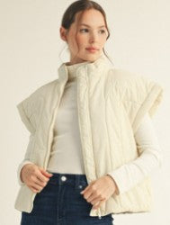 Puffer Vest - Black / Ivory