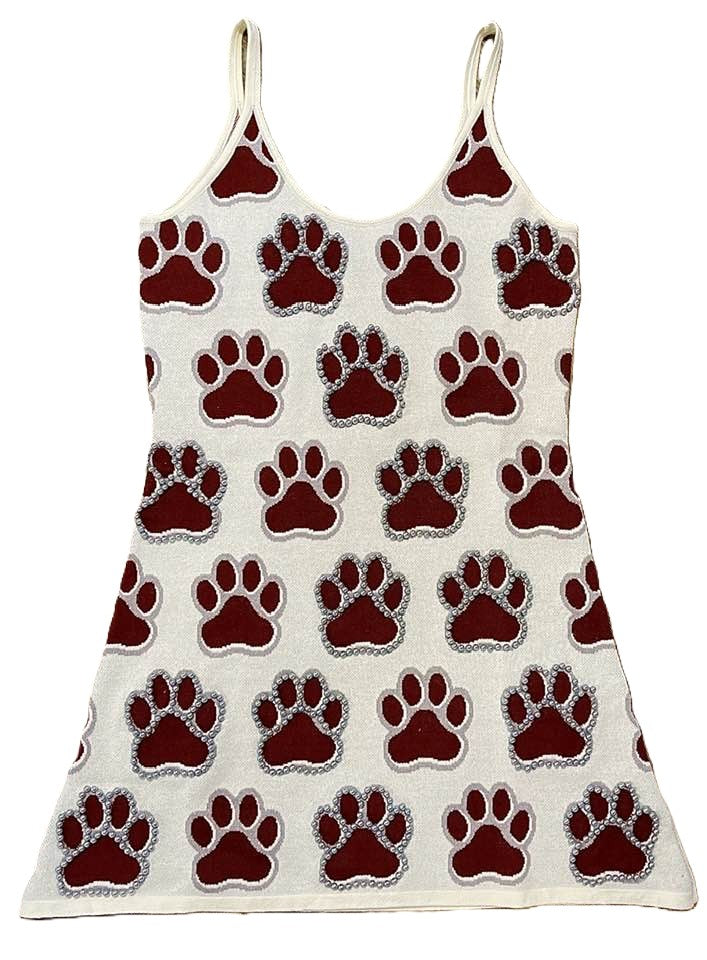 MSU Paw Print Rhinestone Knit Tank Dress