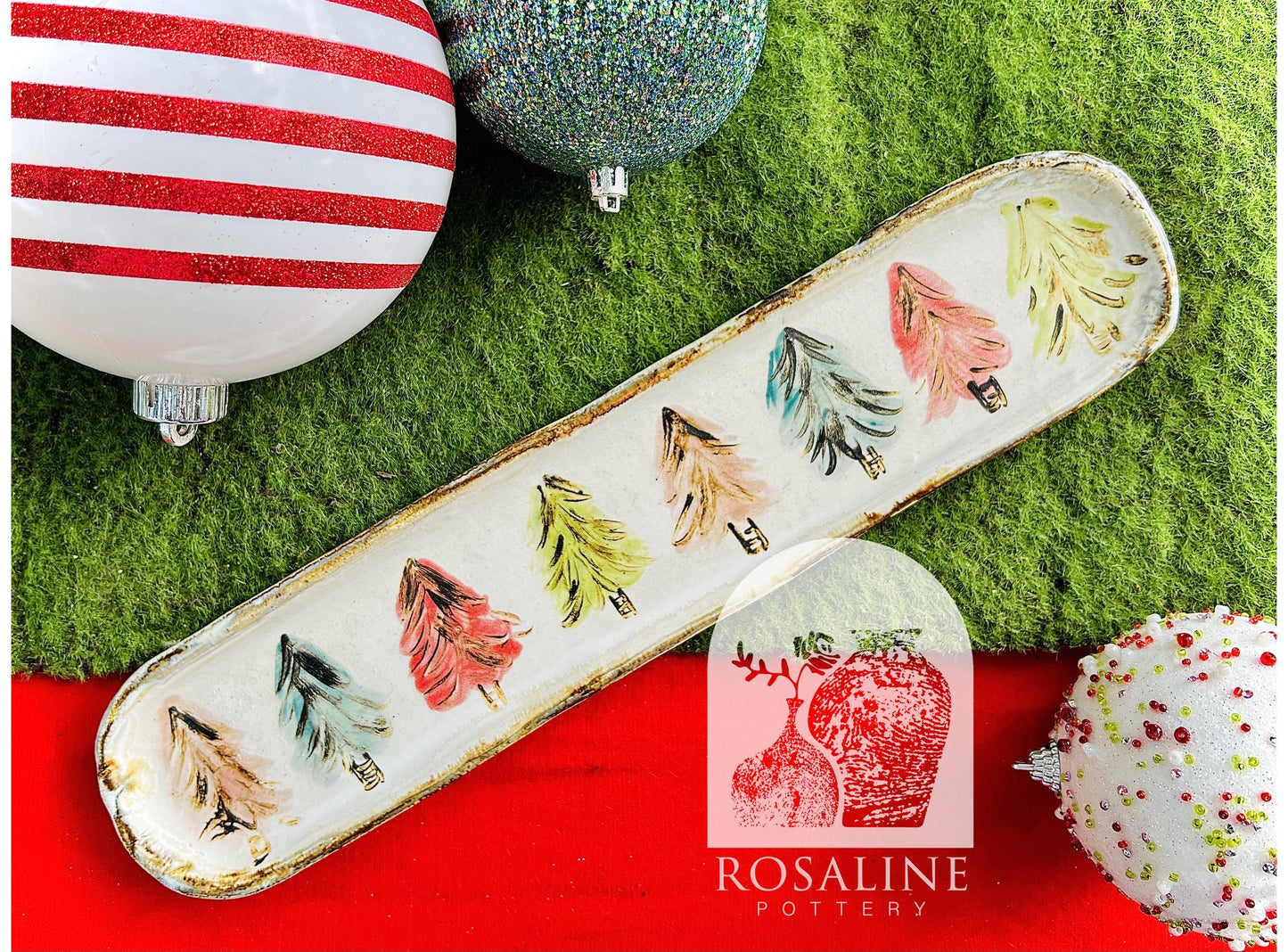 Rosaline Pottery Merry Little Trees Cracker Tray