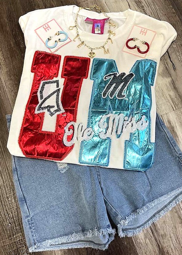 Ole Miss Metallic Icon Tee