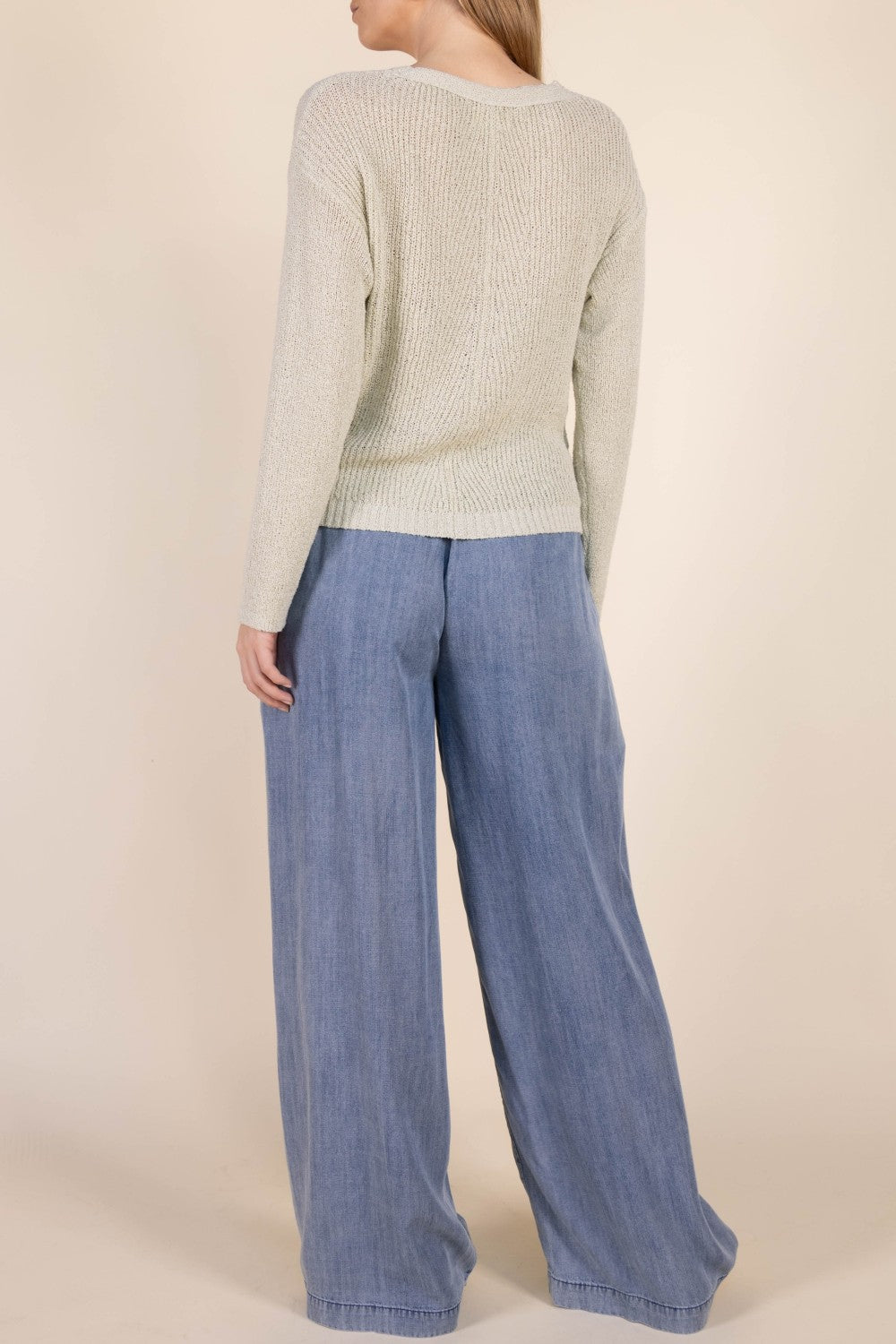 Tencel Wide Leg Pants with Smocked Waist