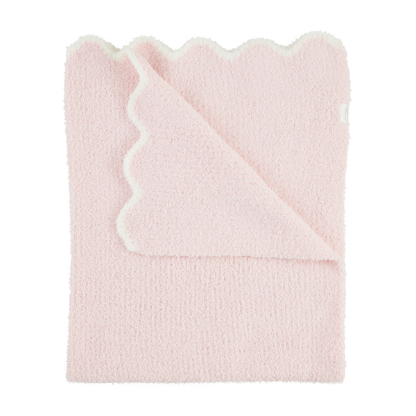 Scallop Chenille Baby Blanket (Pink or Blue)