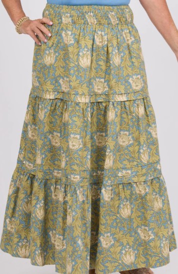 Print Poplin Midi Skirt