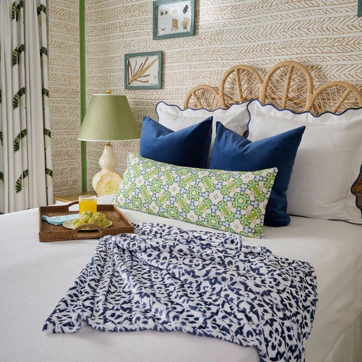 Laura Park Porto Tiles Navy Fleece Blanket