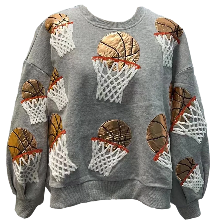 Gray Basketball Sweatshirt Queen of Sparkles