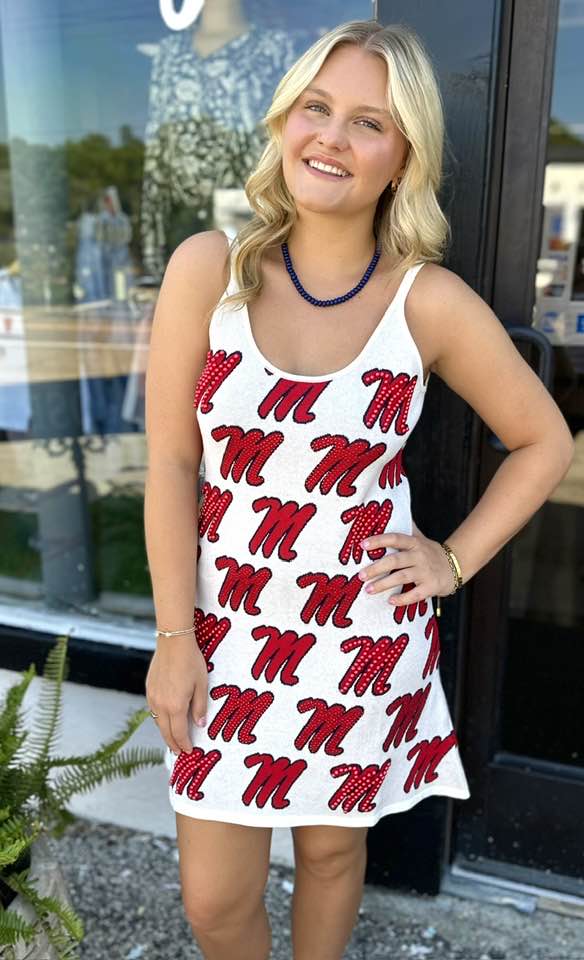 Ole Miss Rhinestone Knit Tank Dress