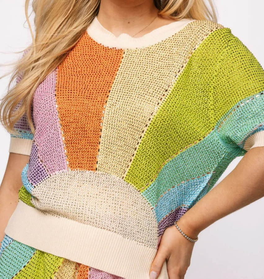 Queen of Sparkles Muted Rainbow Rhinestone Sweater
