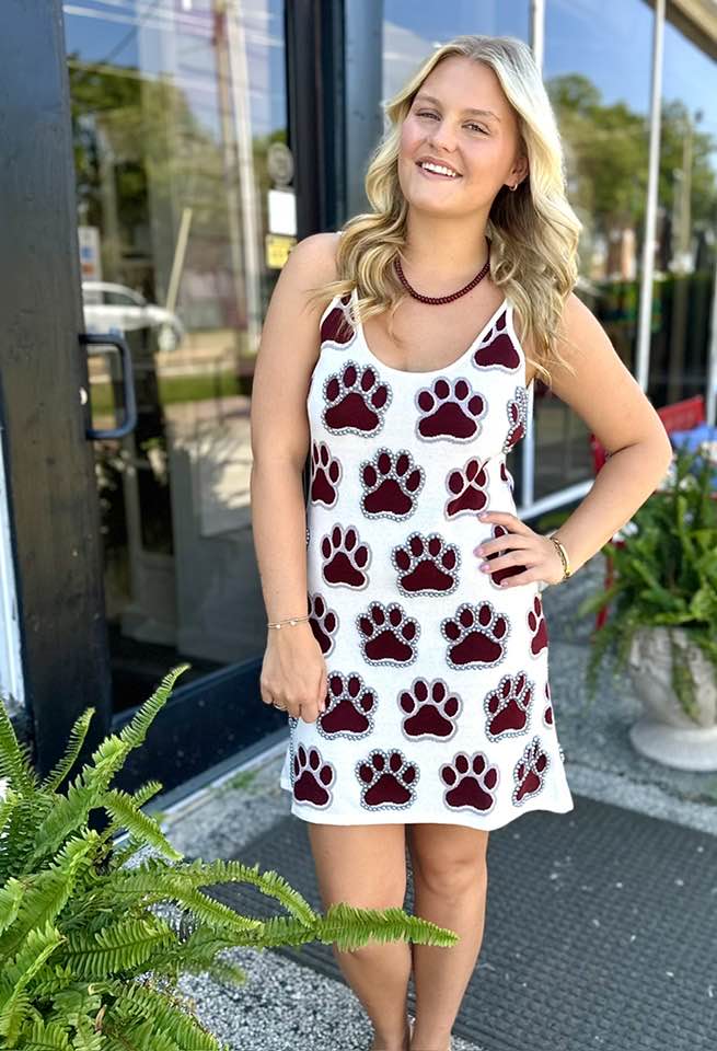 MSU Paw Print Rhinestone Knit Tank Dress