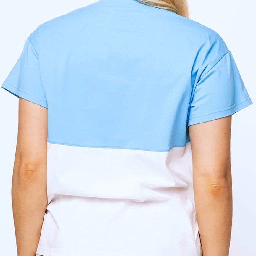 Queen of Sparkles Aqua and White Colorblock Seltzer T-shirt
