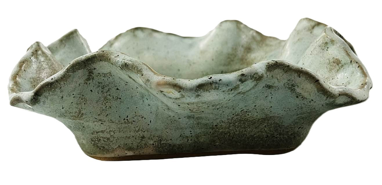 Sheila Clark Pottery Square Ruffle Serving Bowl