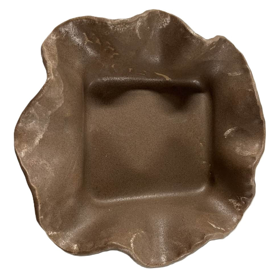 Sheila Clark Pottery Square Ruffle Serving Bowl