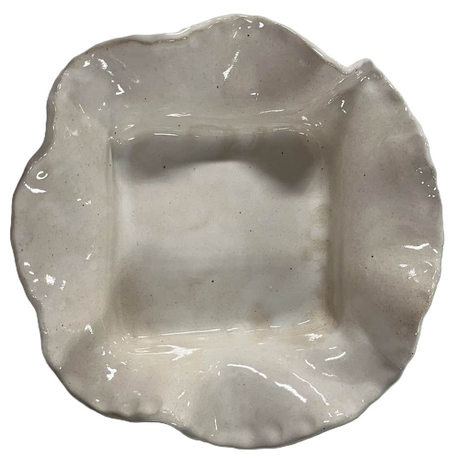Sheila Clark Pottery Square Ruffle Serving Bowl