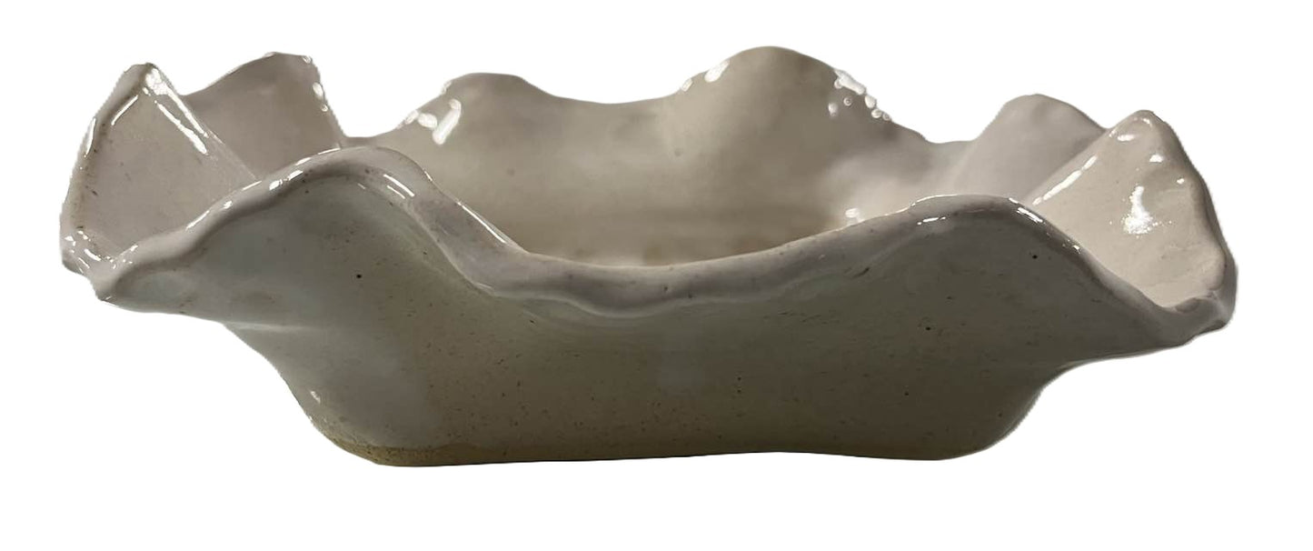 Sheila Clark Pottery Square Ruffle Serving Bowl