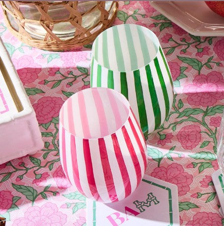 Celebration Striped Stemless Wine Glasses