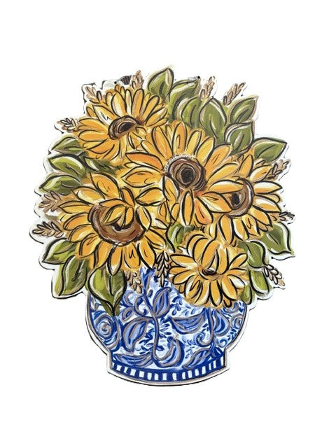 Fall Sunflower Chinoiserie Door Hanger