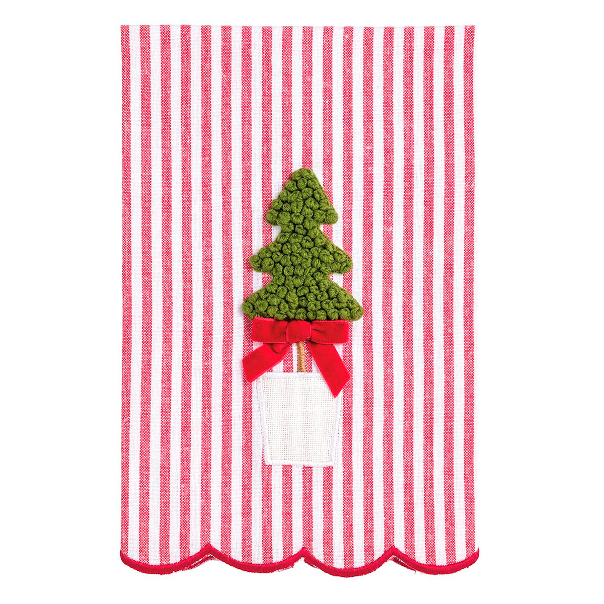 Christmas Topiary Tree Striped Tea Towel