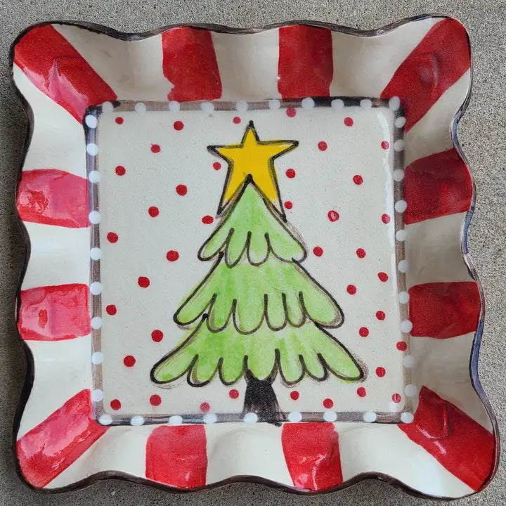 Medium Square Tray (Tree Red Dots)