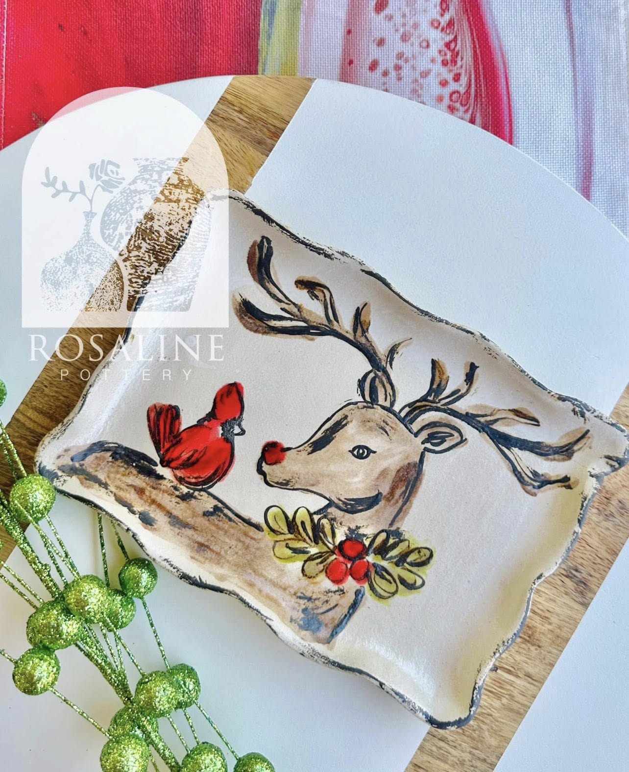 Rosaline Pottery Winter Friends Platter