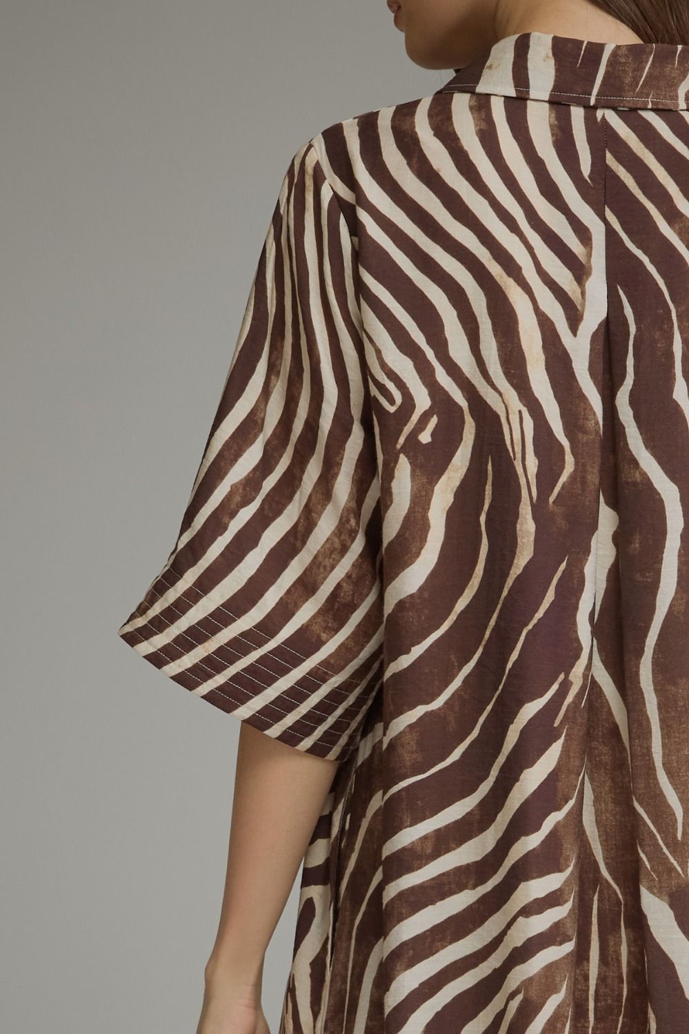 The Bethany Brown Zebra Stripe Fall Midi Dress ( S-2X )