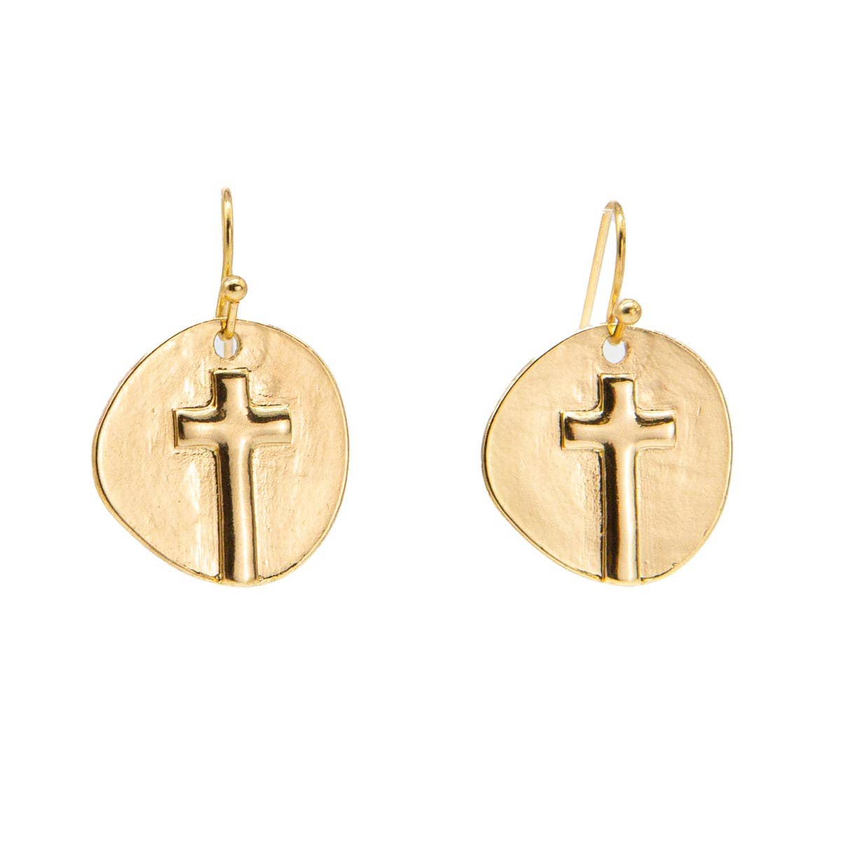 Gold Ascension Cross Earrings