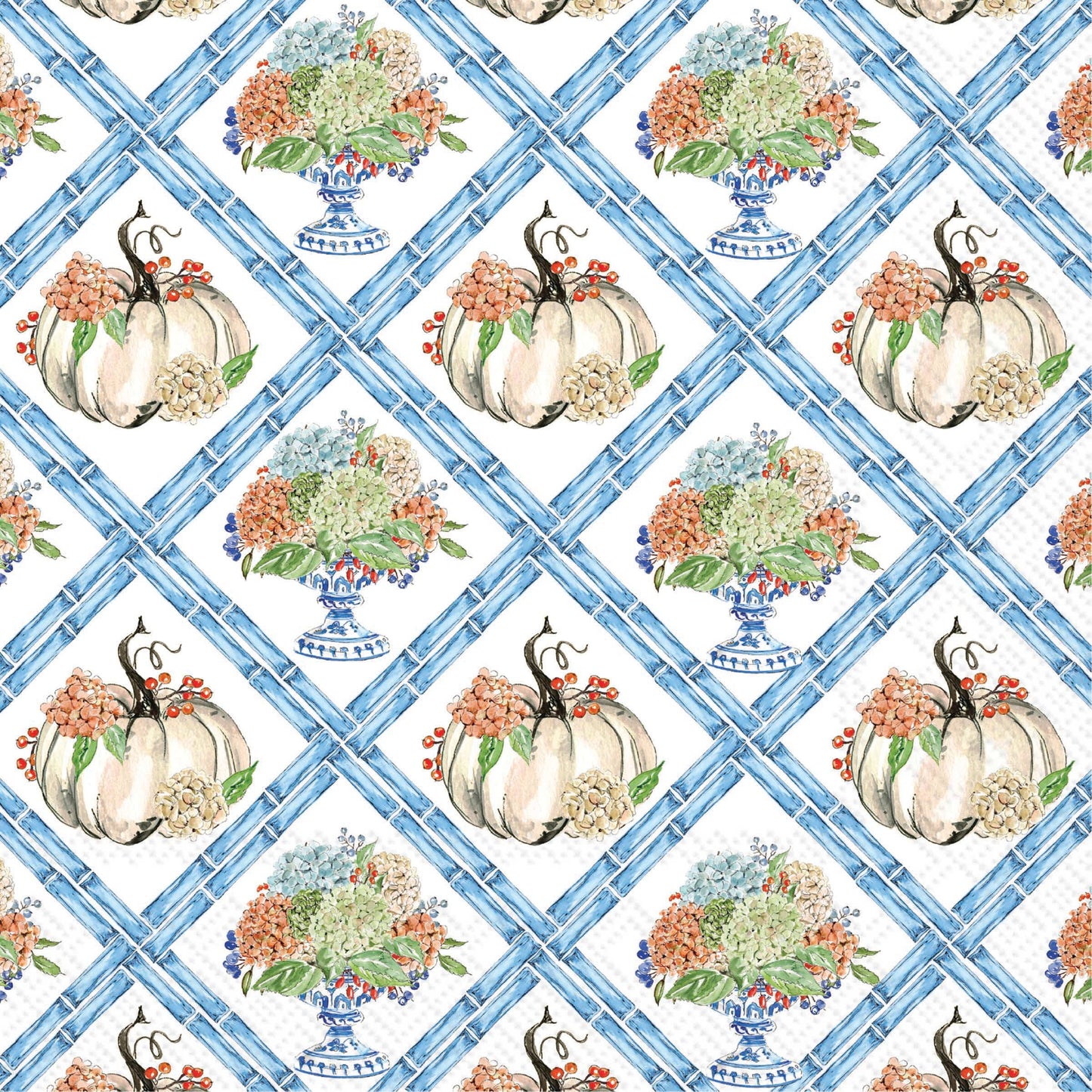 Fall Hydrangea Trellis Cocktail Napkins - Rosanne Beck