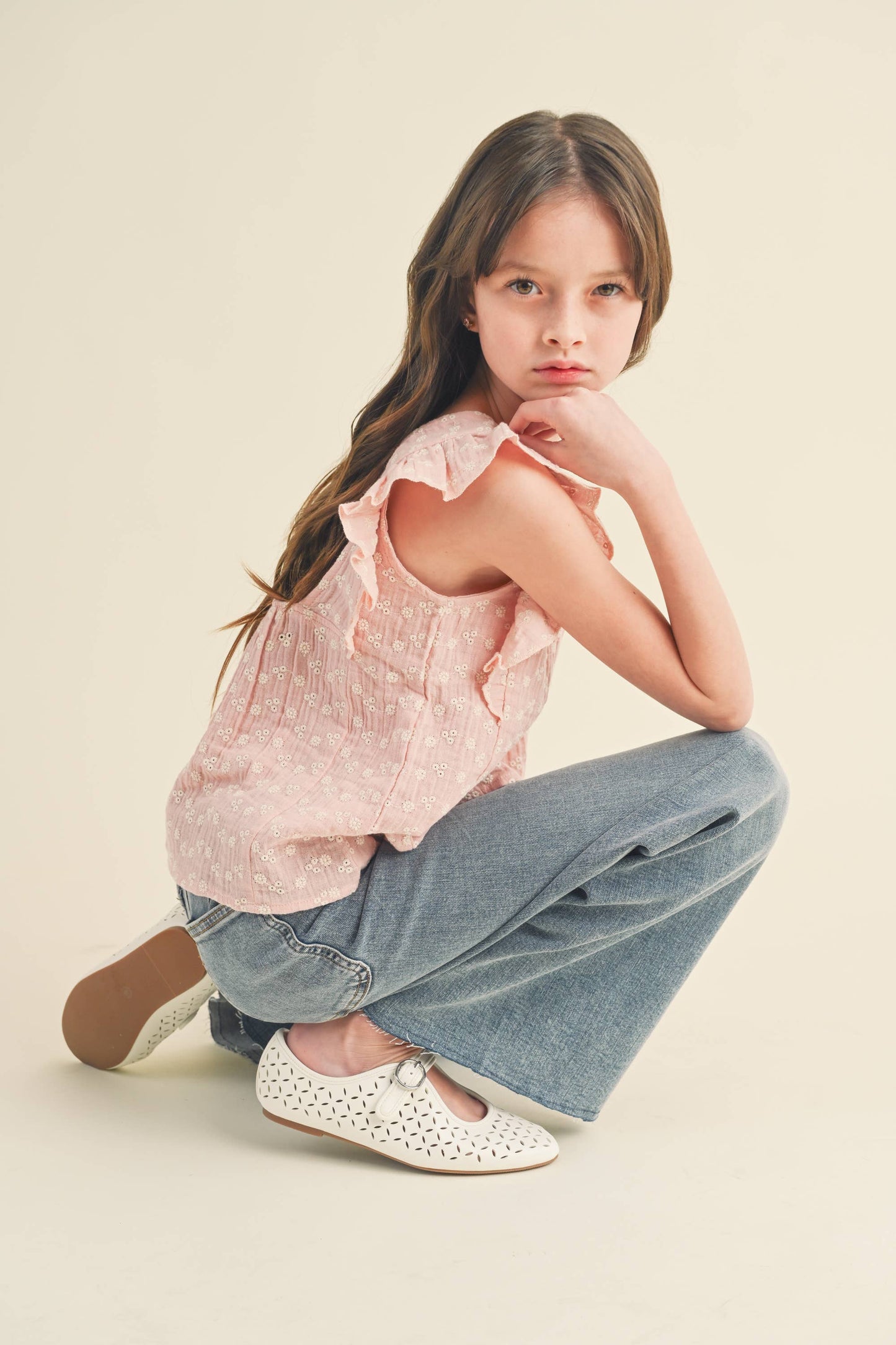 Girls Lace Tie Open Back Top (7-14)