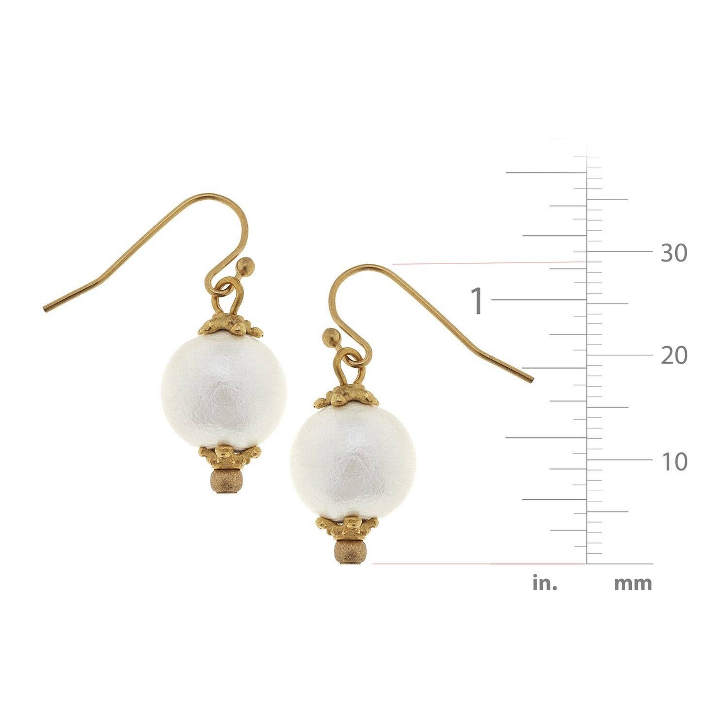 Susan Shaw Gold with Small Cotton Pearl Earrings