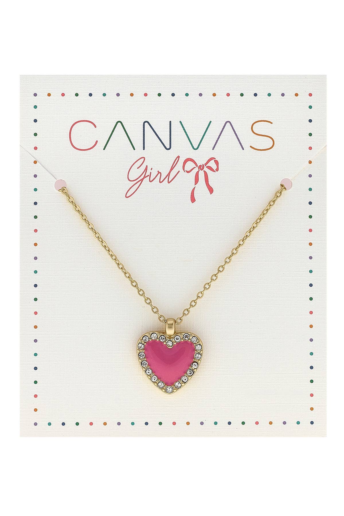 Maggie Pave Heart Children's Necklace in Fuchsia