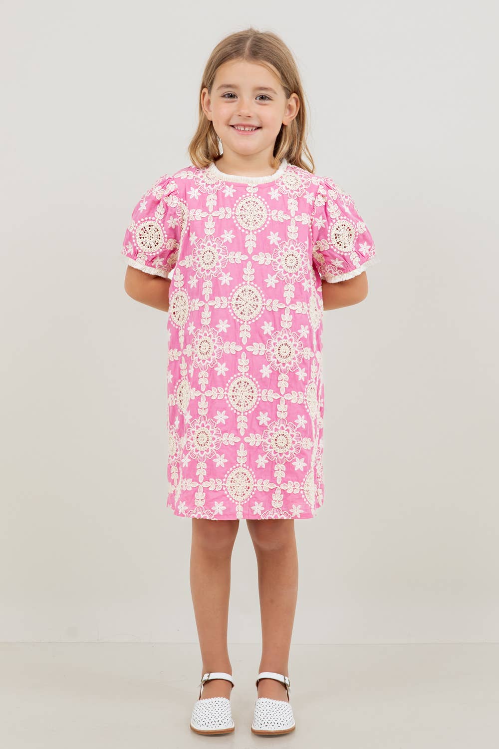 Floral Embroidered Short Sleeve Dress