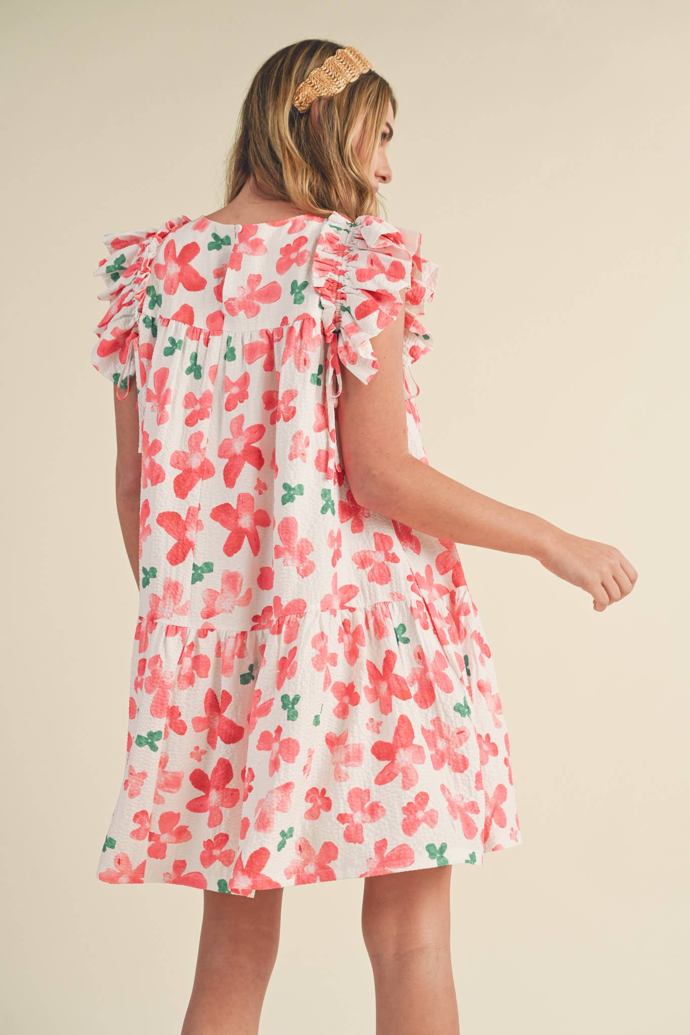 FLUTTER SLEEVE BABYDOLL MINI DRESS
