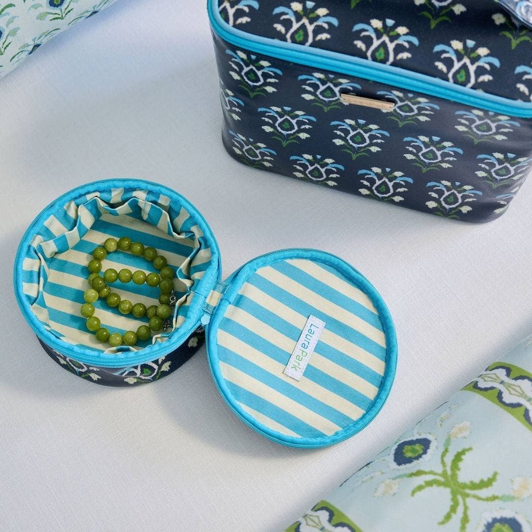 Laura Park Rosemary Indigo Round Jewelry Case