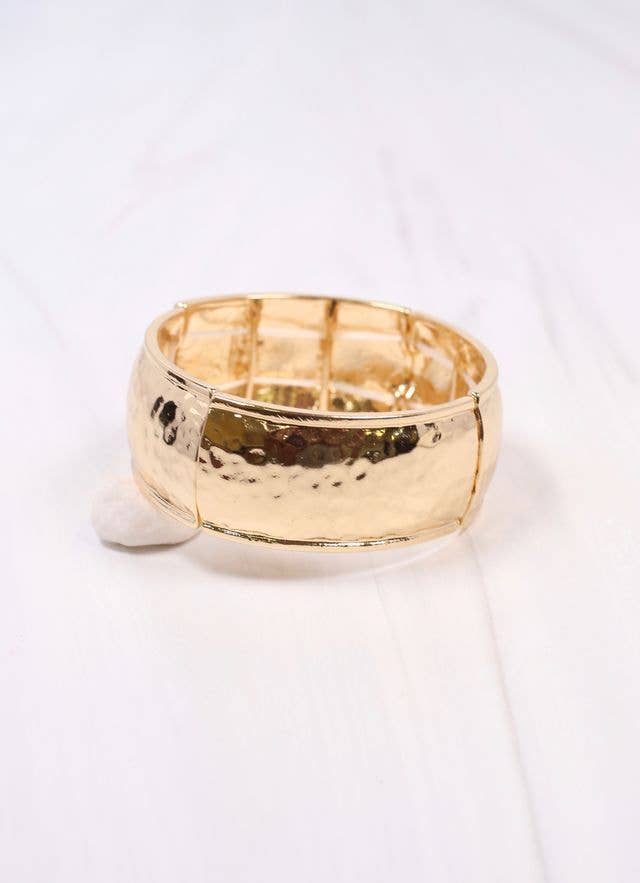 Caroline Hill Sarafina Hammered Bracelet GOLD