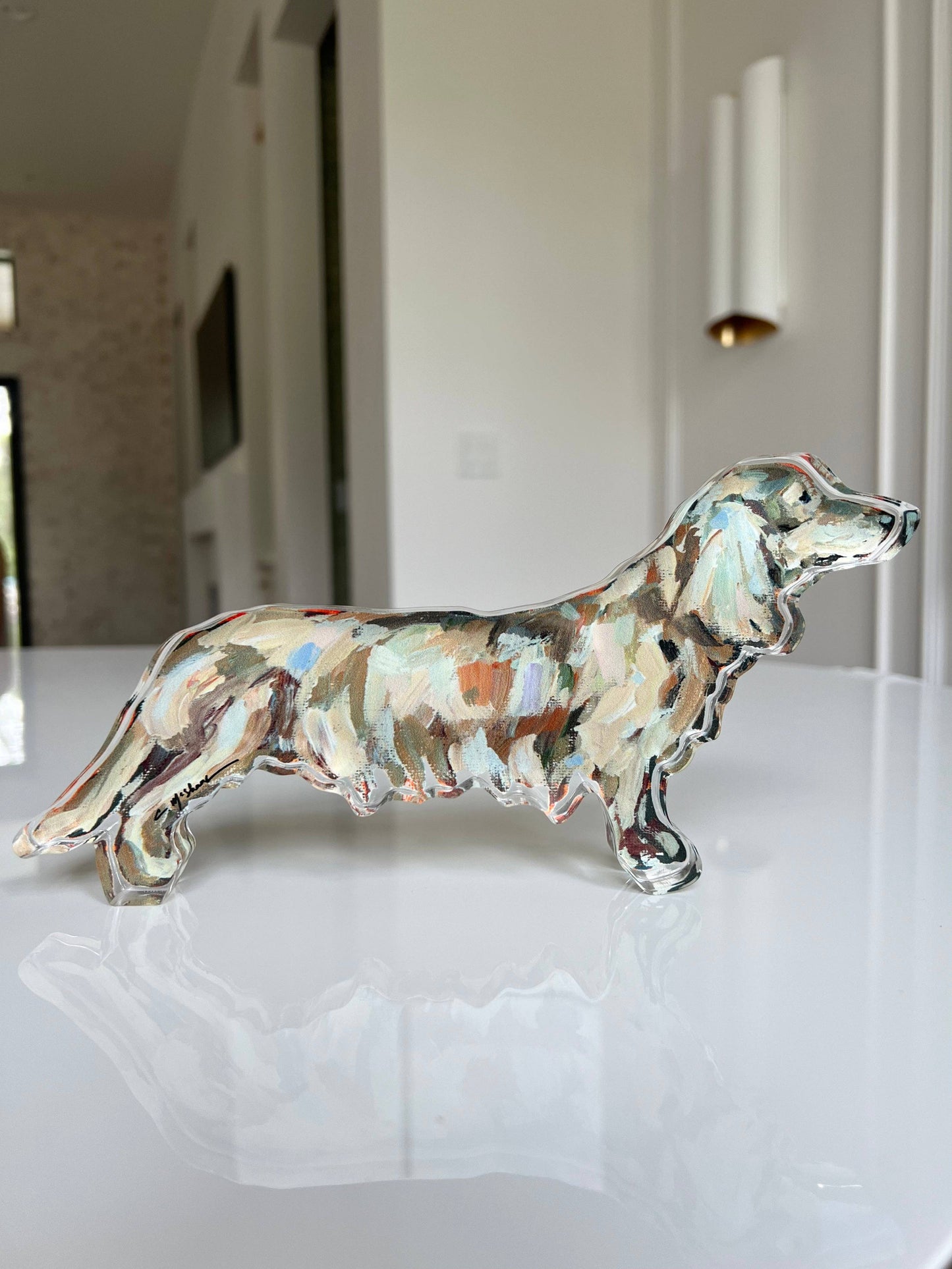 "Dachshund Blonde Long-haired" Acrylic Shelfie