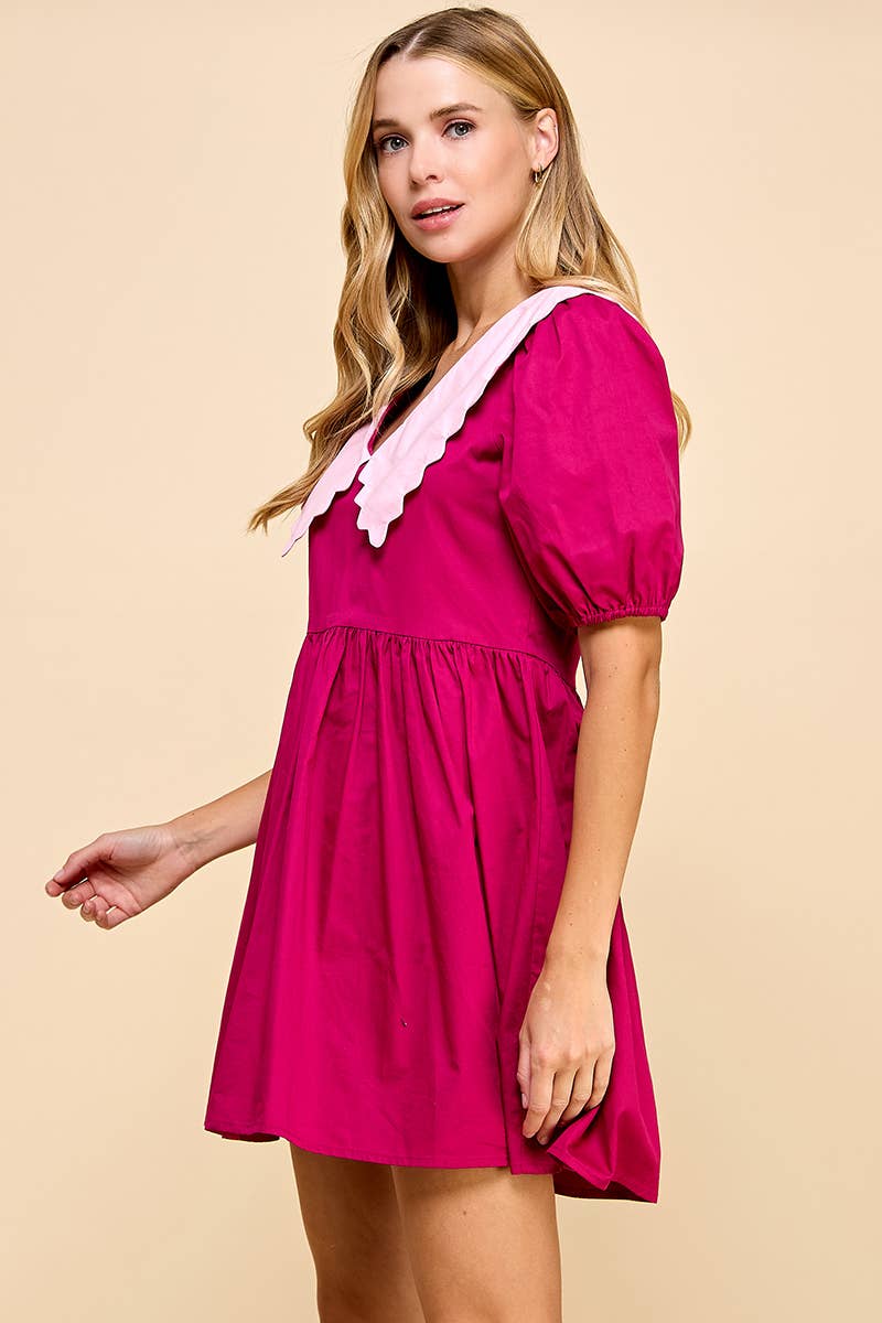 CD04820-Peter Pan Collar Back Zipper Dress