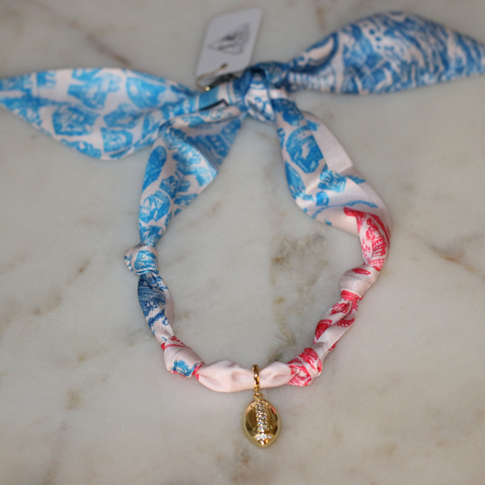 Red & Blue Scarf Necklace ~ football