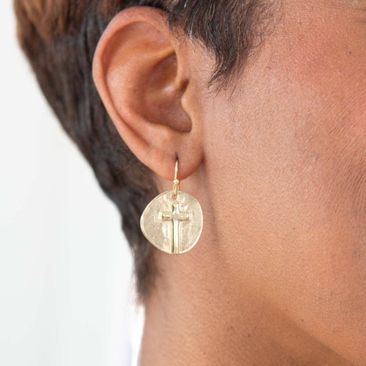 Gold Ascension Cross Earrings
