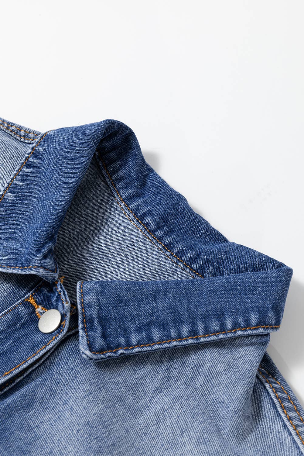 Raw Edge Ruffled Short Sleeve Denim Jacket | S-XL