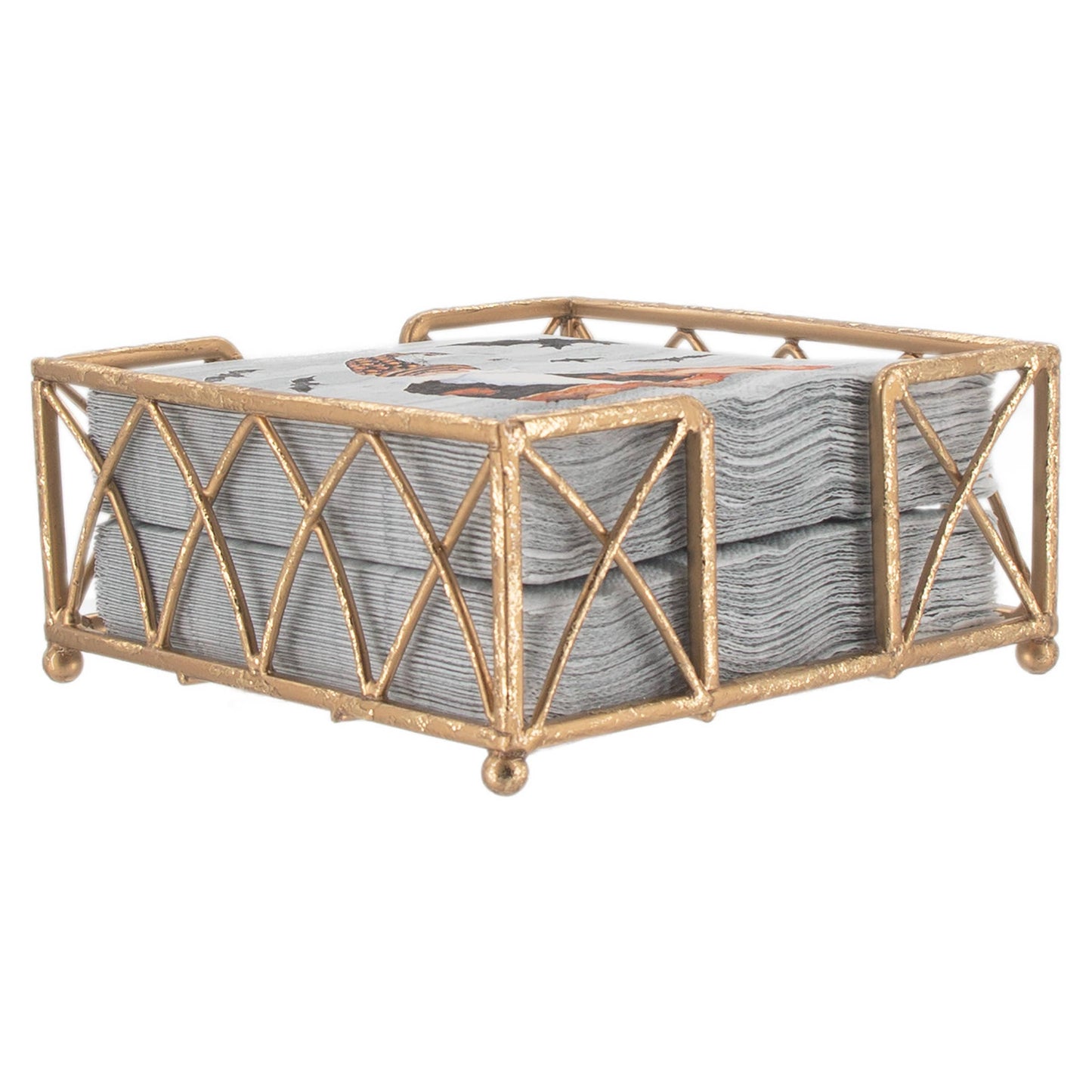 Cocktail Napkin Arch Gold Leaf Caddy / Holder